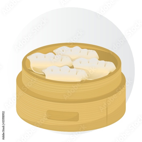 Dumplings in a bamboo basket