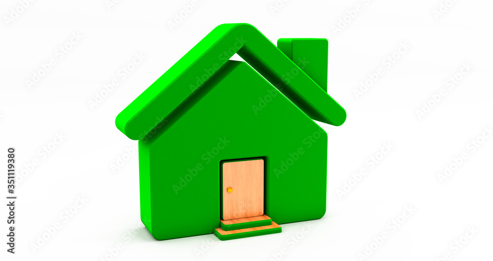 3d rendering of and green house on white background. Idea for real estate concept 3d rendering of and green house on white background. Idea for real estate concept