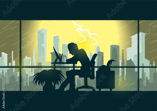 man working in office