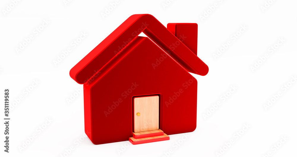 3d rendering of and red house on white background. Idea for real estate concept 3d rendering of and red house on white background. Idea for real estate concept