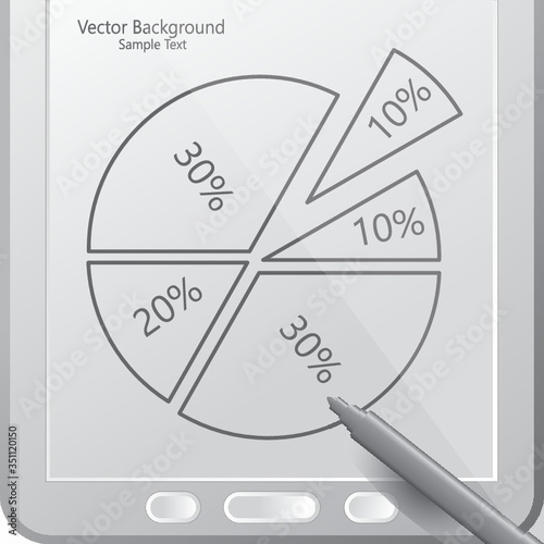 pie chart in a tablet with stylus
