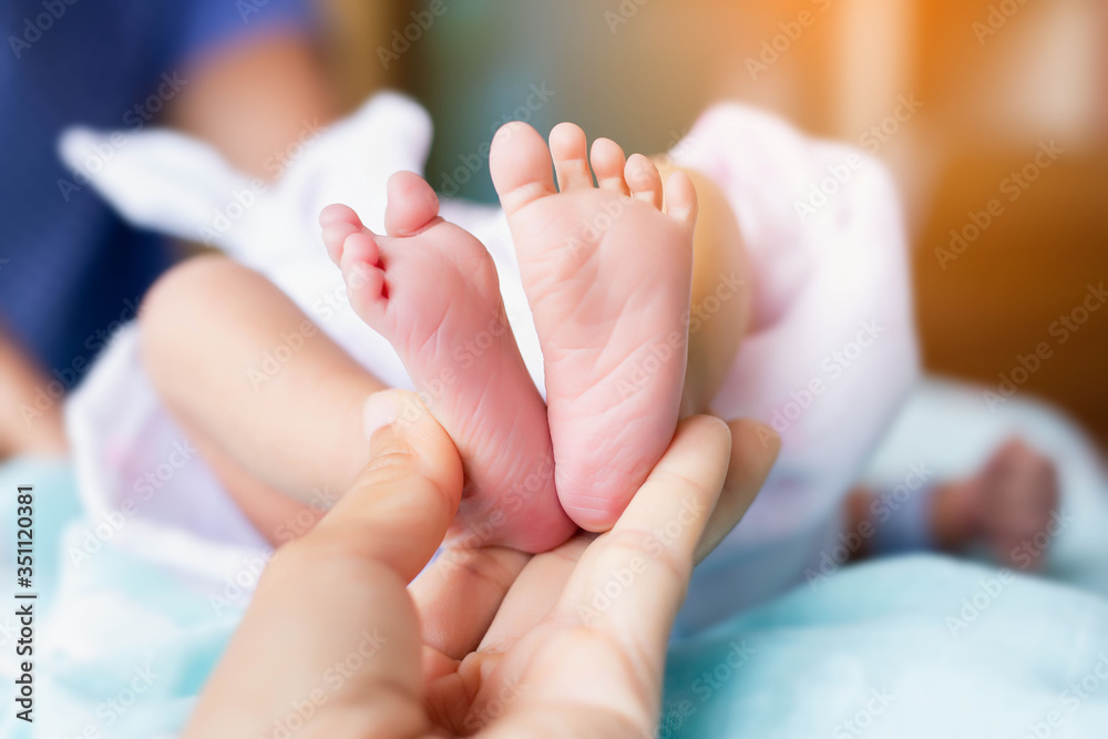 Αυτοκόλλητο Cute asian baby newborn close up