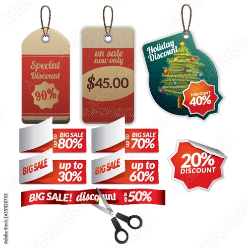 set of tags and stickers