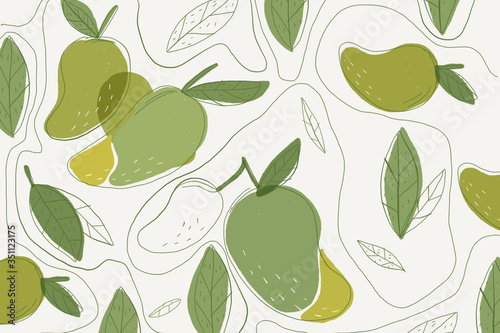 Mango illustration pattern background collage