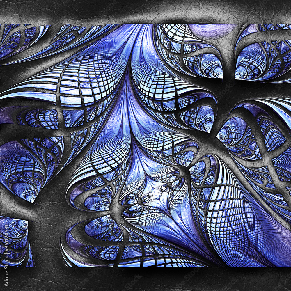 3D rendering of plastic fractal on leather 3D rendering of plastic fractal on leather