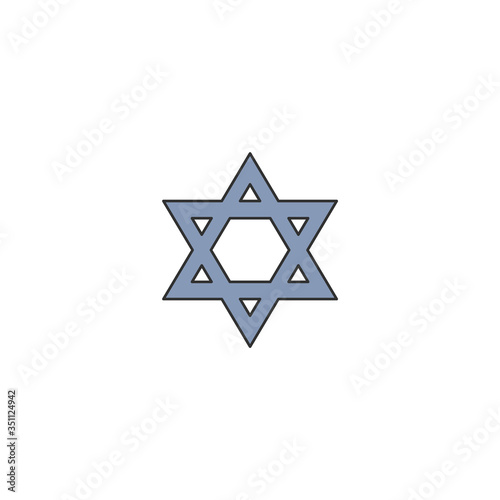 Symbolic blue Magen David Star cartoon icon vector illustration isolated.