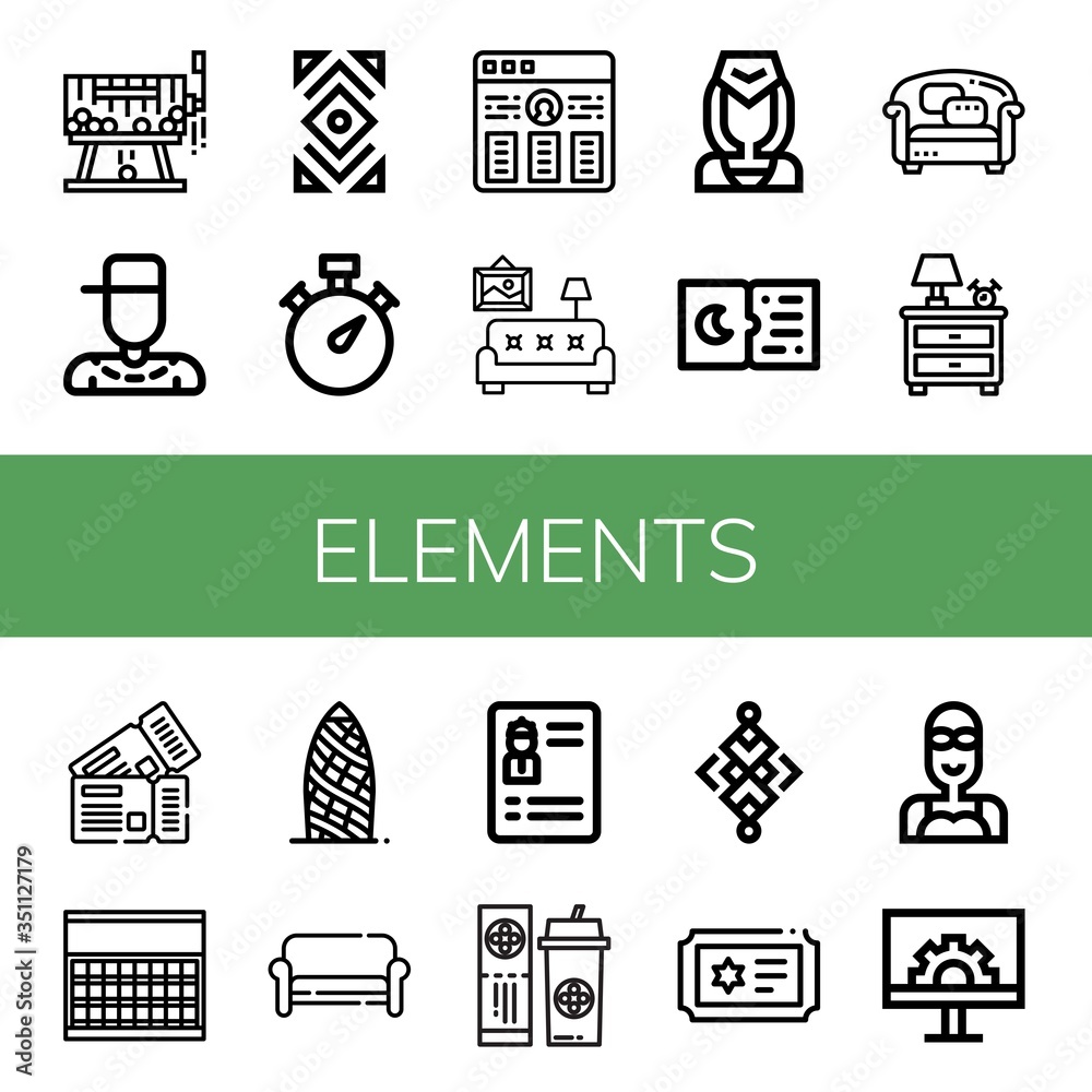 Set of elements icons