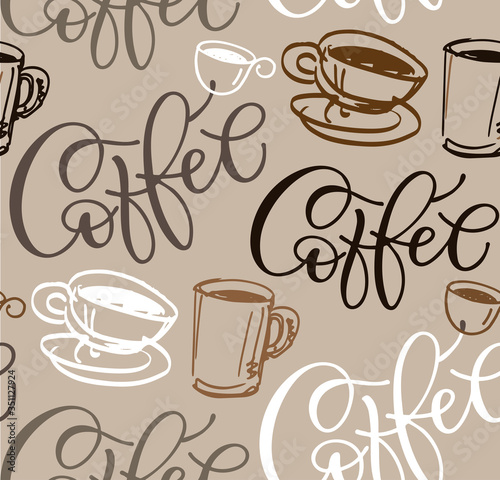 Coffee time - cute hand drawn doodle lettering art. Template for banner  postcard  t-shirt design  pattern  background. 