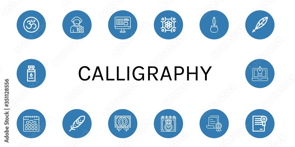 Set of calligraphy icons Set of calligraphy icons