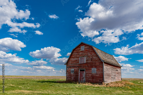 Vintage red barn on the prairies near White Bear, Saskatchewan 