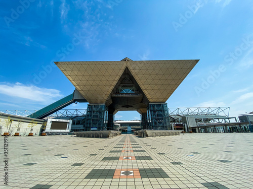TOKYO, JAPAN. May 1st 2020. Tokyo Big sight & Ariake Street View, with Very Few People Empty city photo