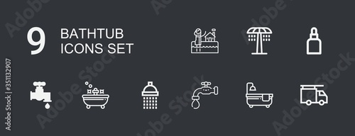 Editable 9 bathtub icons for web and mobile