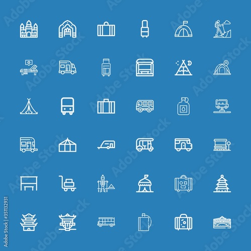 Editable 36 tourist icons for web and mobile