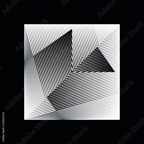 Abstract halftone lines black and white background, geometric dynamic pattern, vector modern design texture for card, cover, poster, decoration.