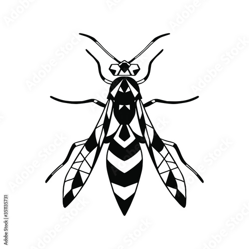Vector icon "insect-Wasp".Black vector icon isolated on a white background.