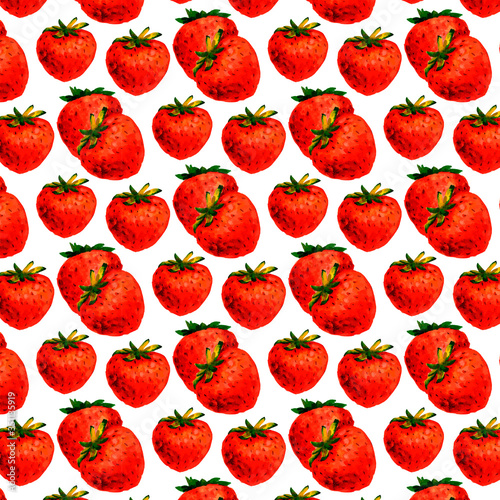 Seamless pattern of watercolor strawberries - illustration fresh