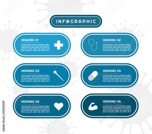 Infographic for medical ingredient capsule shape design coronavirus concept