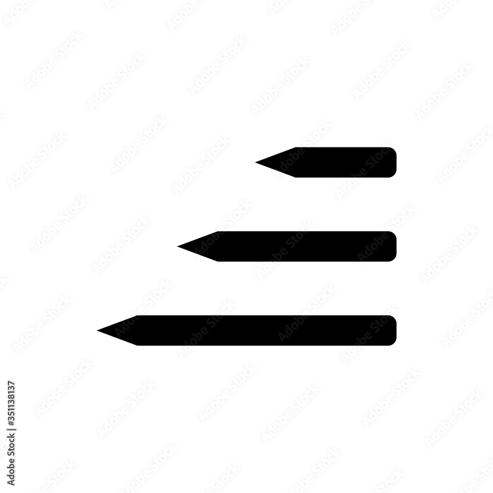Three simple pencil of varying size isolated on a white background Three simple pencil of varying size isolated on a white background