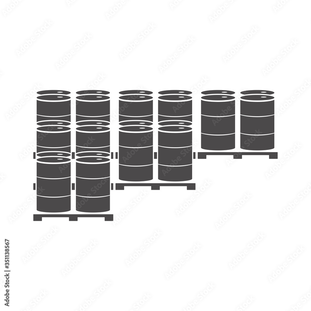 Metal barrels on a pallet icon in flat style.Vector illustration. Metal barrels on a pallet icon in flat style.Vector illustration.