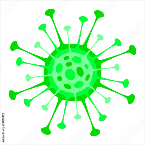 Bacteria. Biology. Organism. Virus Infection Ebola Epidemic Sick. Medical Genetics Bacteriological Microorganism. Flat Vector Illustration. Green virus. Coronavirus. Civid19