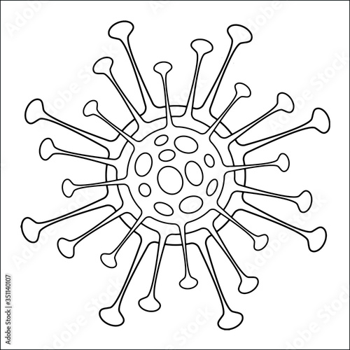 Bacteria. Biology. Organism. Virus Infection Ebola Epidemic Sick. Medical Genetics Bacteriological Microorganism. Flat Vector Illustration. Line illustration virus. Coronavirus. 