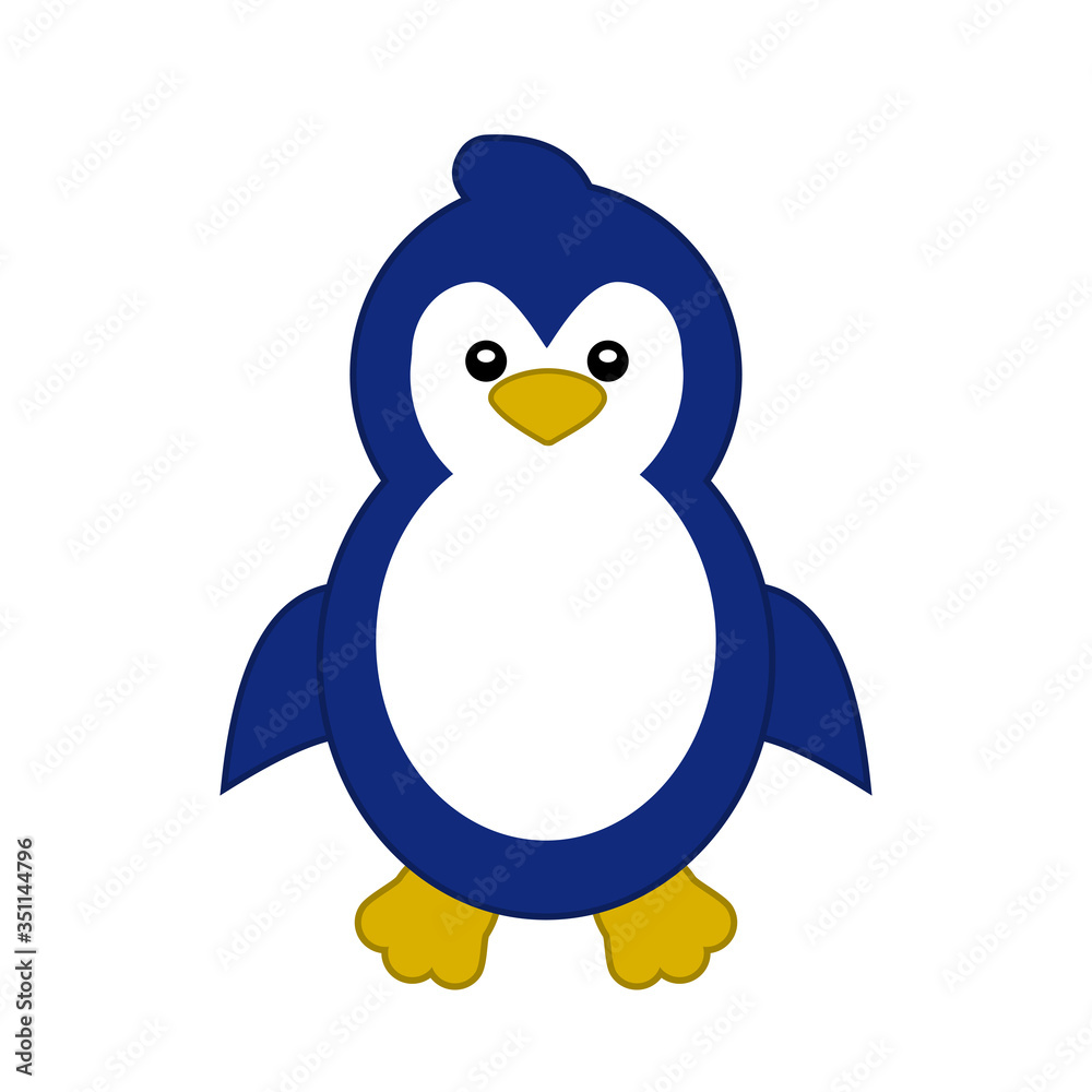 Obraz premium Cute penguin. Baby animal cartoon. Concept for preschool activity for children, card for kids. Vector illustration