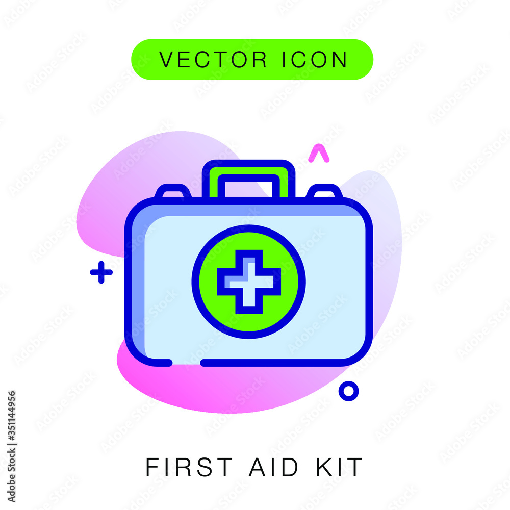 Firs aid kit equipment for camping tourism active hiking icon vector isolated medical tools Firs aid kit equipment for camping tourism active hiking icon vector isolated medical tools