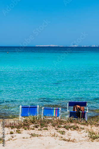 Golden beaches and clear sea. Magic of Salento. Punta della Suina. Puglia, Italy