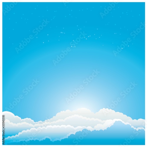 A blue sky with clouds illustration.