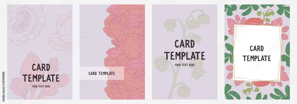 Set of hand drawn cards for design. Vector botanical design Set of hand drawn cards for design. Vector botanical design