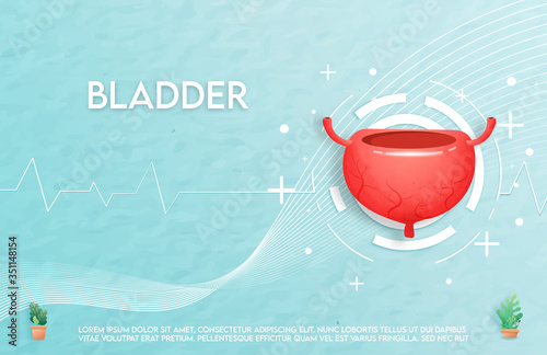 Human bladder and treatment watercolor style. A concept hospital for wallpaper and web.