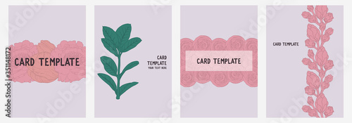 Set of hand drawn cards for design. Vector botanical design