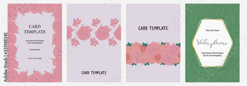 Set of hand drawn cards for design. Vector botanical design