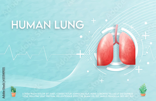 Human lung and treatment watercolor style. A concept hospital for wallpaper and web.
