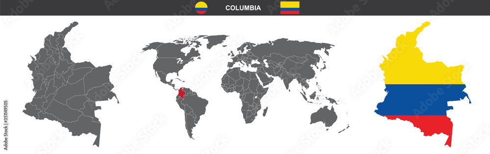 vector map flag of Columbia isolated on white background