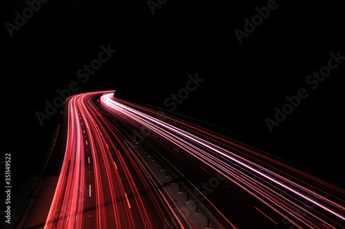 car light trails at night