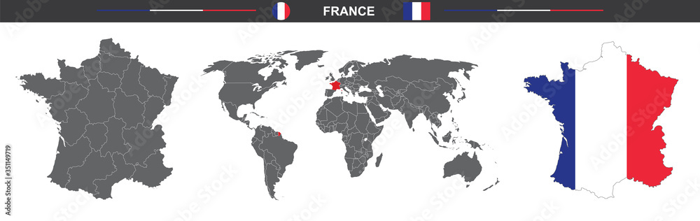 vector map flag of France isolated on white background