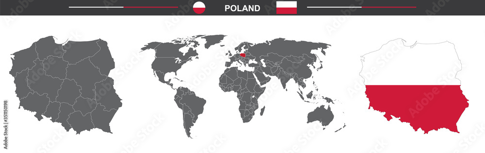 vector map flag of Poland isolated on white background