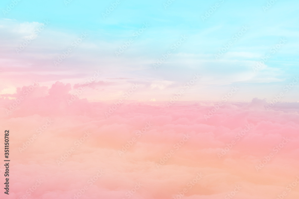 Fototapeta Sky and cloud background with a pastel colored