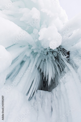 Winter Baikal, hanging icicles. Sokuy photo