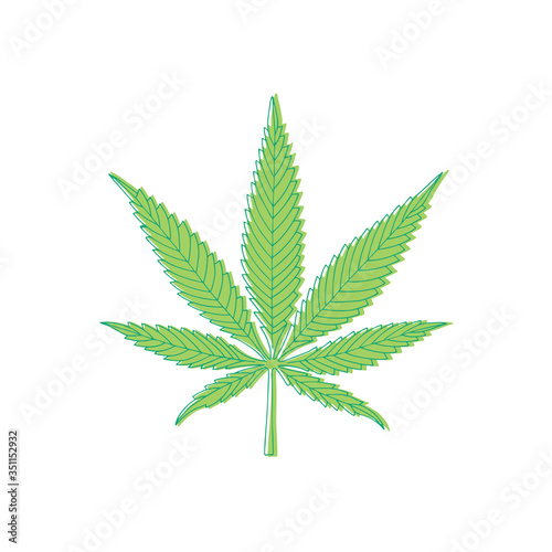 Cannabis leaf. Marijuana leaf hand drawn vector illustration. Cannabis sketch drawing. Part of set.