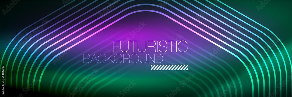 Shiny neon lines, stripes and waves, technology abstract background. Trendy abstract layout template for business or technology presentation, internet poster or web brochure cover, wallpaper Shiny neon lines, stripes and waves, technology abstract background. Trendy abstract layout template for business or technology presentation, internet poster or web brochure cover, wallpaper