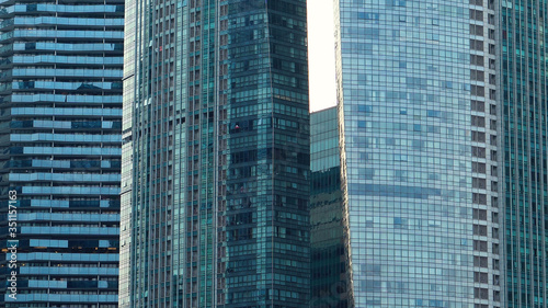 Glass Facade of Multiple Modern Skyscrapes Office Buildings