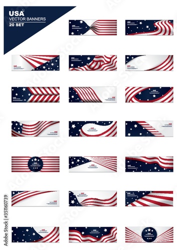 set of american flag banners