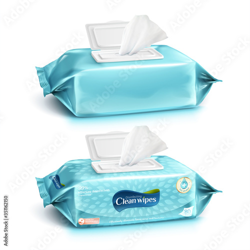 Set of cleaning wipes pack