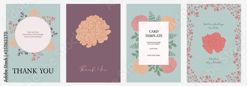 Set of hand drawn cards for design. Vector botanical design