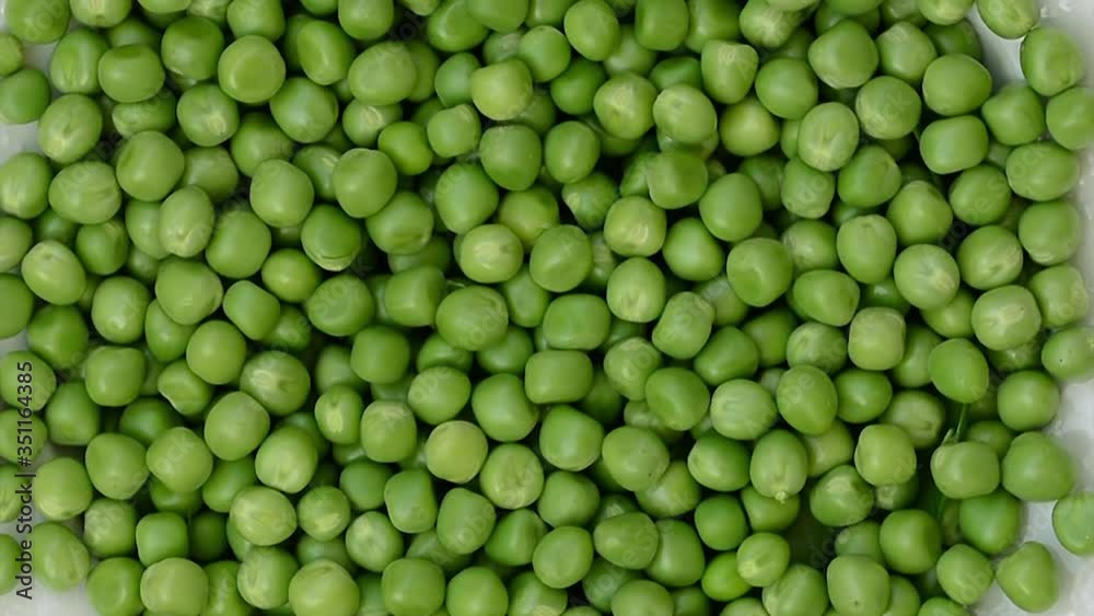 green pea grains rotating slow motion. 360 degree rotation, extreme close. green pea grains rotating slow motion. 360 degree rotation, extreme close.