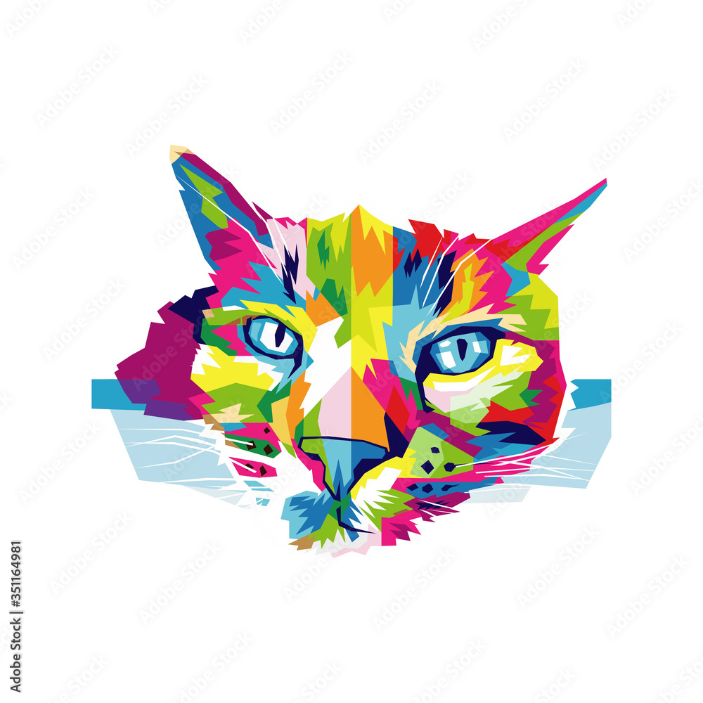 Obraz premium Lazy cat colorful vector illustration