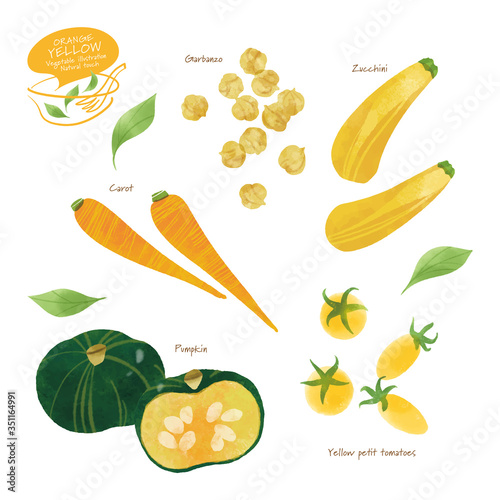 黄色い野菜のイラスト/アソート/手描き