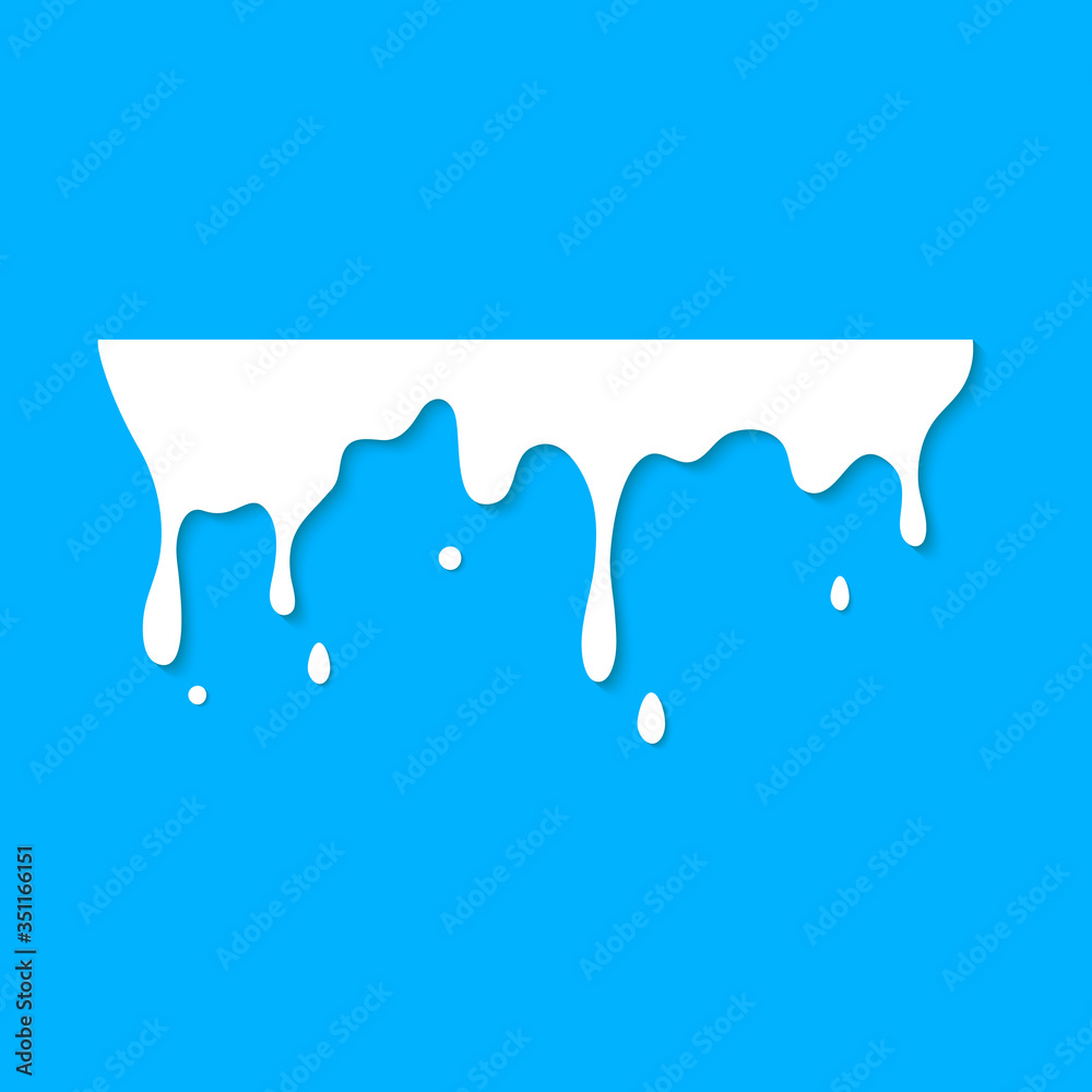Dripping milk flows down. Vector illustration Dripping milk flows down. Vector illustration